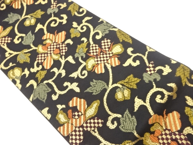 JAPANESE FUKURO OBI / WOVEN FLOWER ARABESQUE